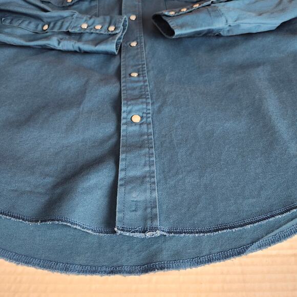 Wrangler Men's Pearl Snap Long Sleeve Button Up Western Shirt X-Large Blue - Picture 5 of 9